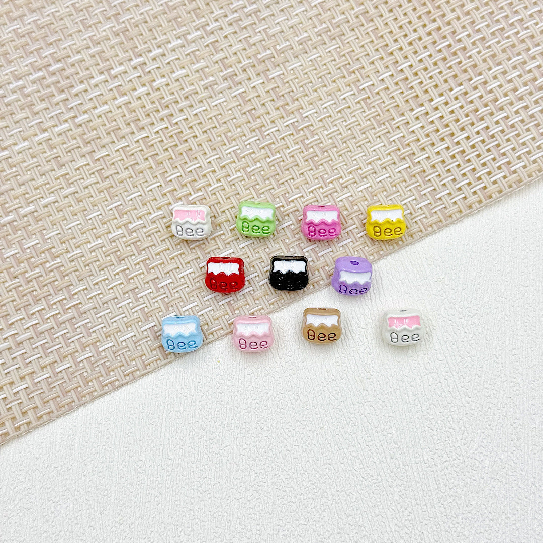 Bear and Honeypot Metal Beads 13mm Hand-Painted Colorful 10pcs 25