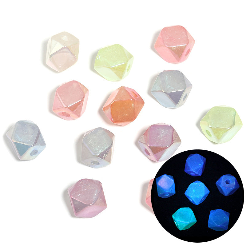 Glow Faceted Geometry Acrylic Beads 14-18mm Mixed Colors 50pcs 9