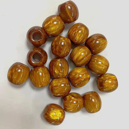 Fluid Glitter Resin Barrel Beads 12mm Natural Shimmer Large Hole 100pcs 2