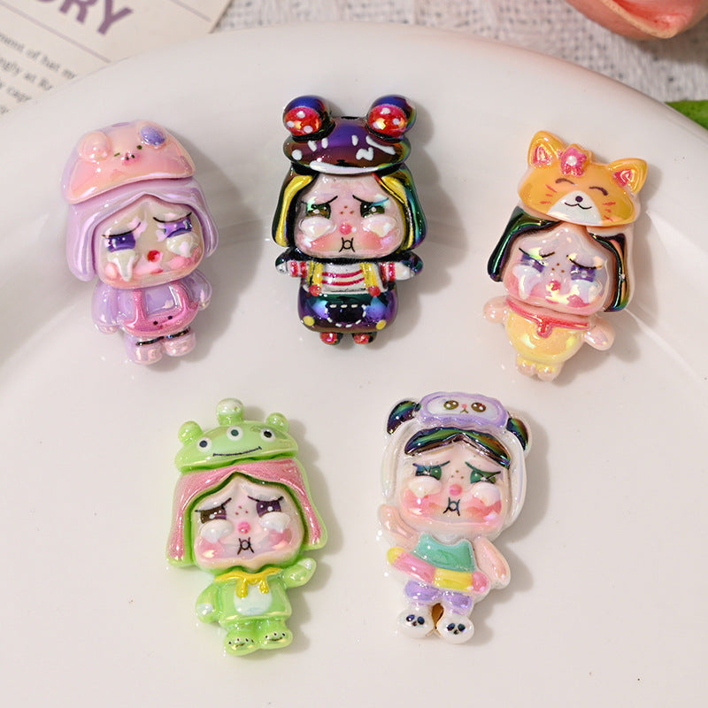 UV Plating Costume Resin Beads 30mm Crybaby Characters 10pcs