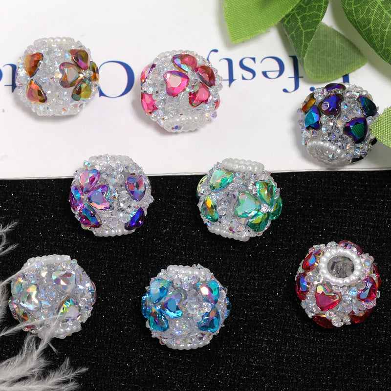 Embellished Bubblegum Beads 19mm Heart-Leaf Clover Rhinestone Wrapped 10pcs 3