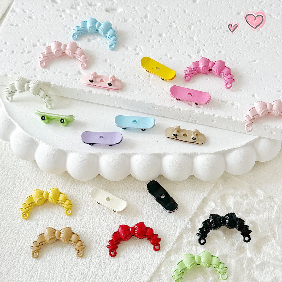Bow and Skateboard Metal Beads 25mm 19mm Baking Painted Alloy 20pcs