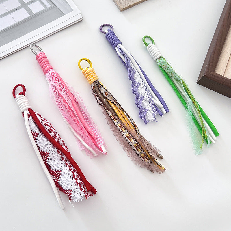 Braided Boho Lace Tassel Crochet Keychain Polyester 19cm 4pcs 2
