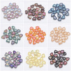 Electroplated Heart Glass Beads 13x15mm Peach Metallic 20pcs 5