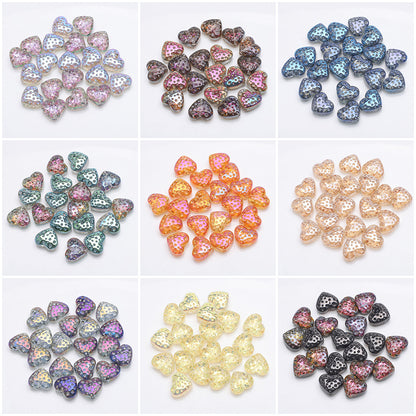Electroplated Heart Glass Beads 13x15mm Peach Metallic 20pcs 5
