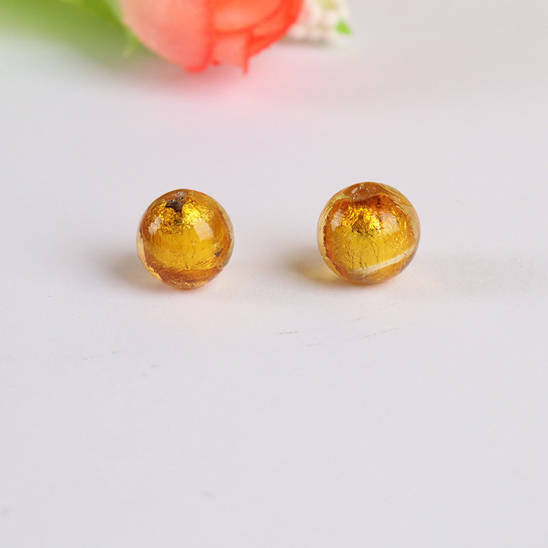 Lampwork Glass Beads Round 10 12mm Silver Foil Colorful 5pcs 8