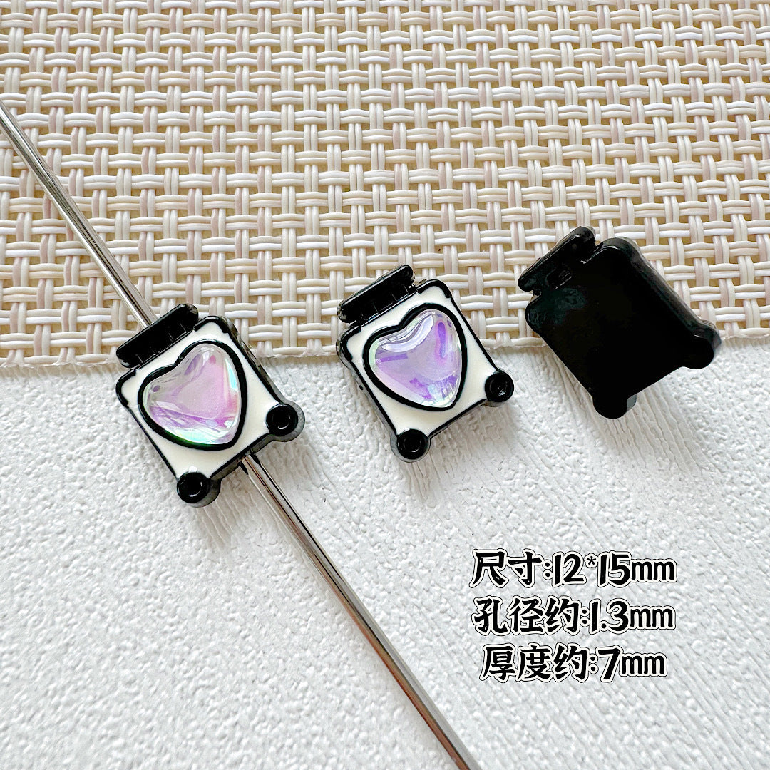 Square Teddy Bear and Luggage Metal Beads 12mm Colorful Painted 10pcs 13