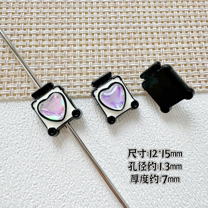 Square Teddy Bear and Luggage Metal Beads 12mm Colorful Painted 10pcs 13