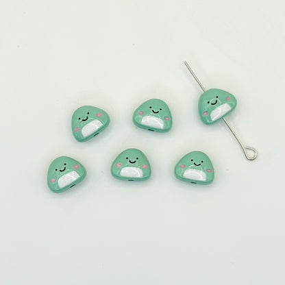 Japanese Rice Ball Metal Beads 8*10mm Enamel Painted Alloy 10pcs 13