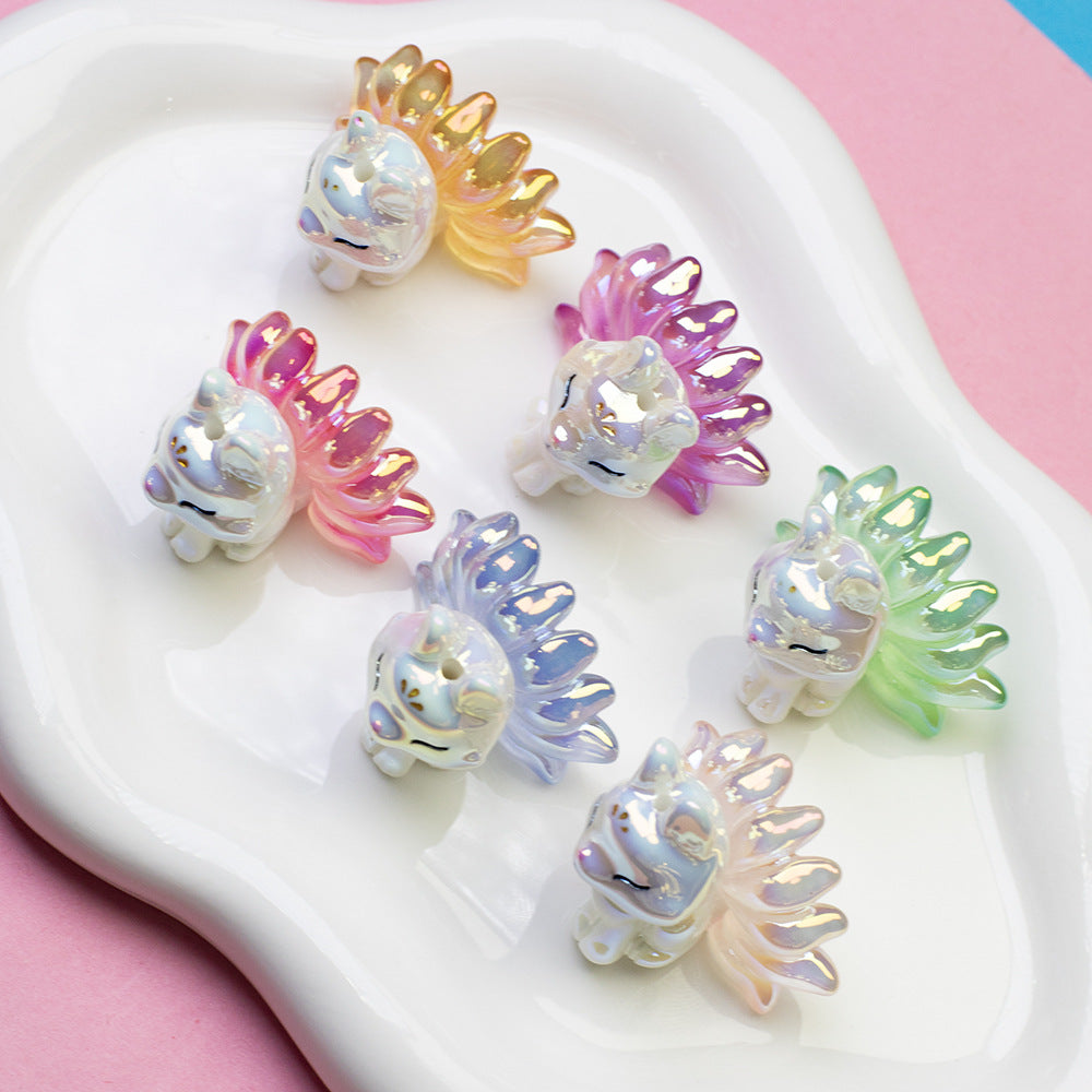 Nine Tailed Fox Resin Beads Glossy White Pastel Tails 8pcs 3