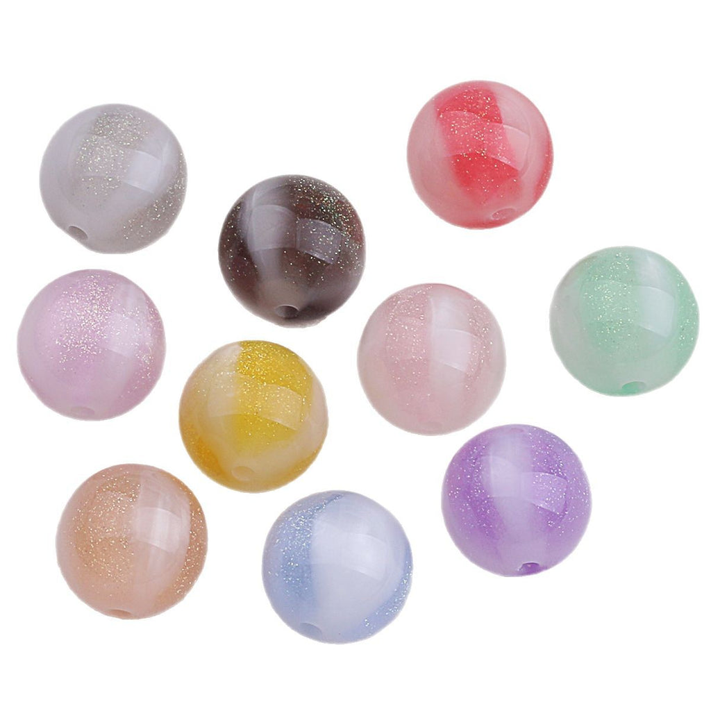 Color Changing Glitter Resin Beads 10/16mm Sparkle Mixed 10pcs 4