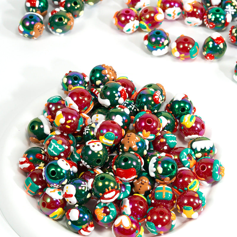 Hand Painted Christmas Socks Acrylic Beads 16.7*15mm Colorful 10pcs 5