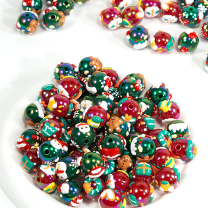 Hand Painted Christmas Socks Acrylic Beads 16.7*15mm Colorful 10pcs 5