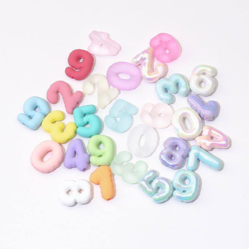 Rubberized Painted Balloon Shaped Number Acrylic Beads 25mm 10pcs 5