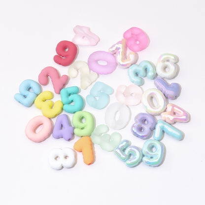 Rubberized Painted Balloon Shaped Number Acrylic Beads 25mm 10pcs 5