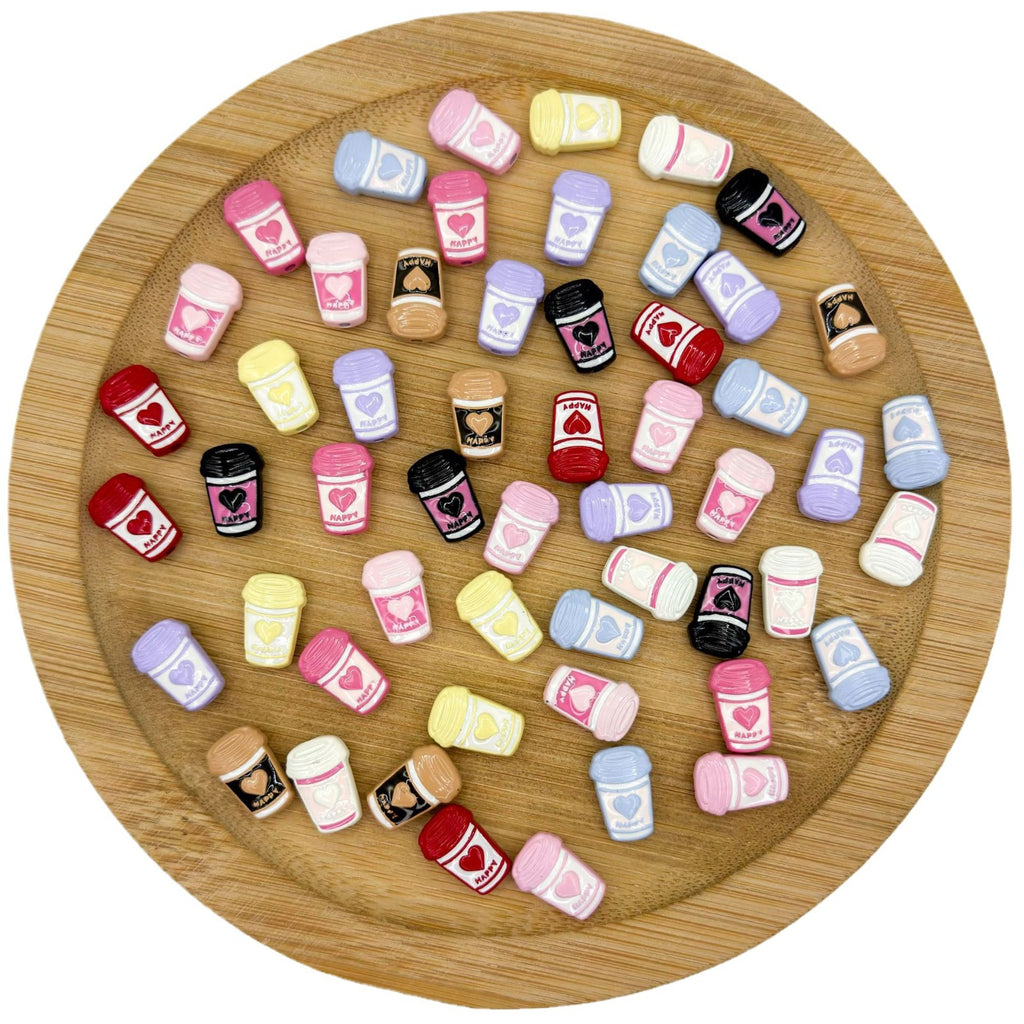 Baking Painted Metal Beads 14mm Milk Tea Mini Cup Design 10pcs 5