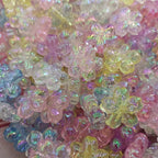 UV Plating Cherry Blossom Acrylic Beads 23mm Transparent Colorful 100pcs 2