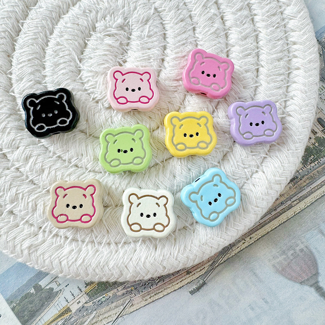 Bear Metal Beads 13mm Glossy Painted Alloy 10pcs