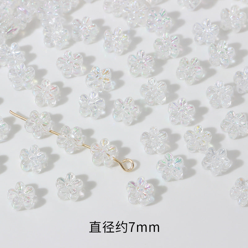 Plating AB Colored Floret Resin Beads 7mm Transparent 100pcs 12