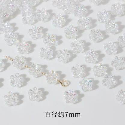 Plating AB Colored Floret Resin Beads 7mm Transparent 100pcs 12