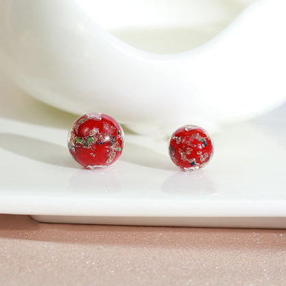 Lampwork Glass Beads Round 8 10 12mm Colorful Gold Foil 100pcs 7