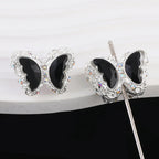 Butterfly Rhinestone Beads 28mm Colorful Silver Alloy 10pcs 6
