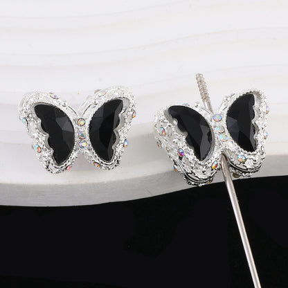 Butterfly Rhinestone Beads 28mm Colorful Silver Alloy 10pcs 6