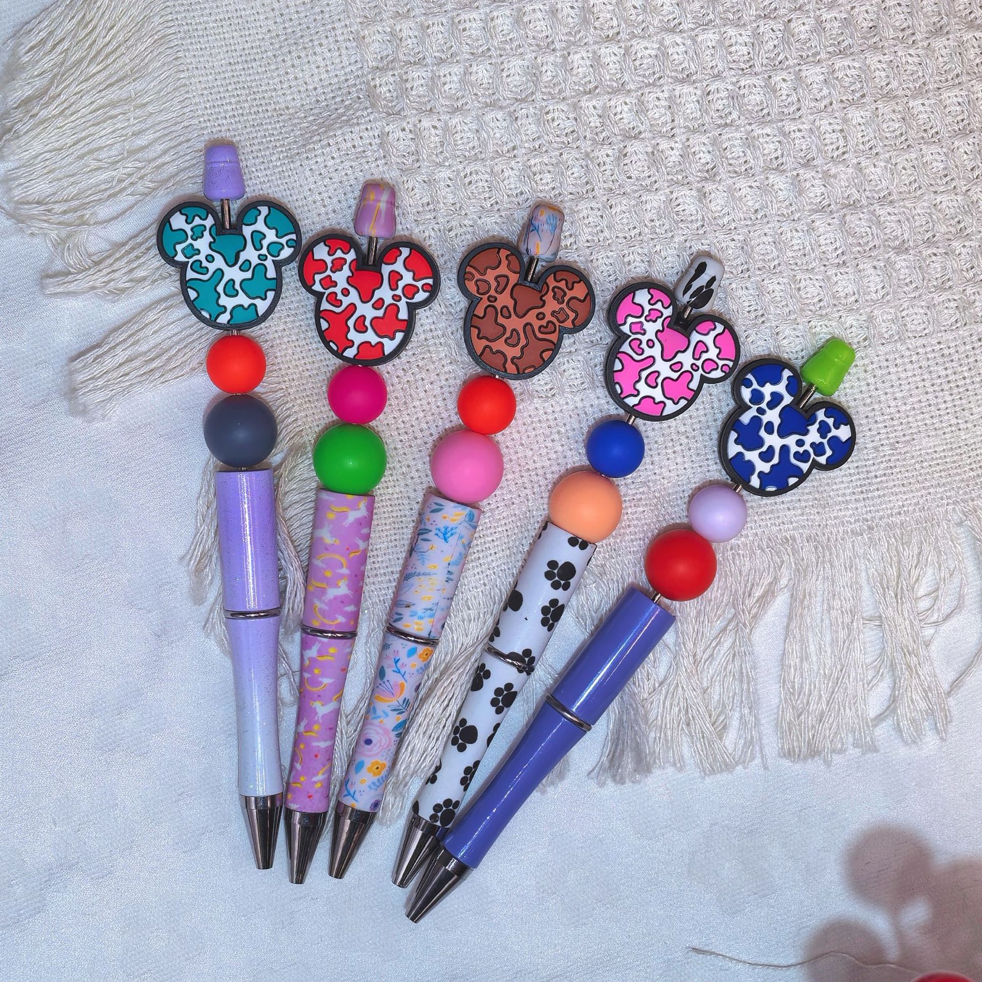 Silicone Focal Beads Mickey Head Multi-Color Spotted Pattern 20pcs 2