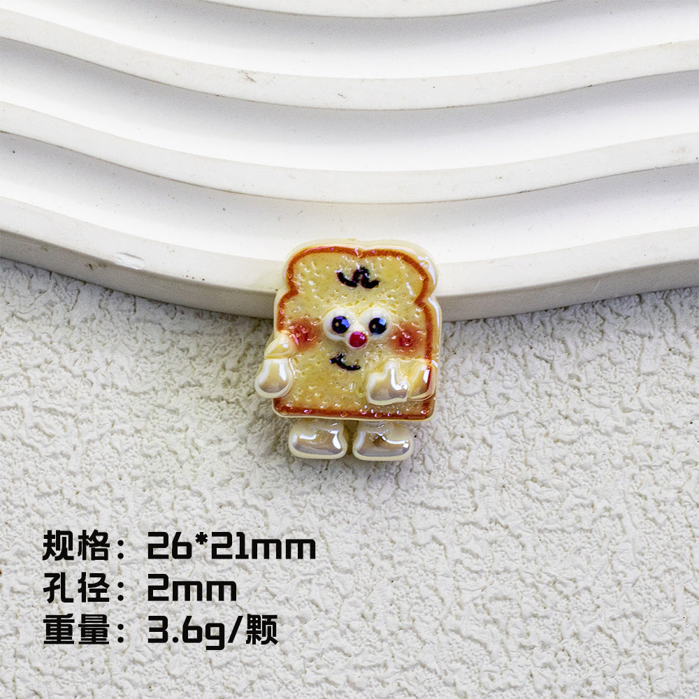 Plating Personified Food Resin Beads Glossy Mixed Colors 20pcs 7