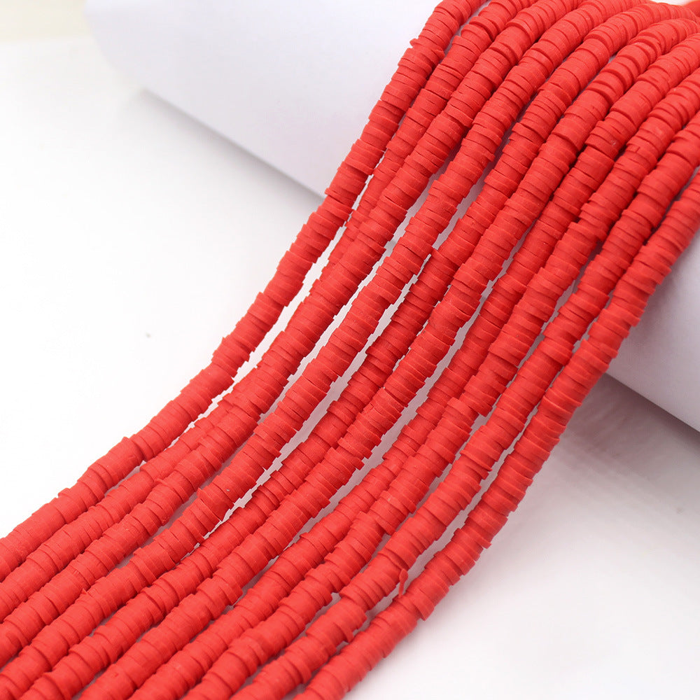 Flat Clay Beads 6mm Solid Color Smooth Polymer Disc 10strands 39