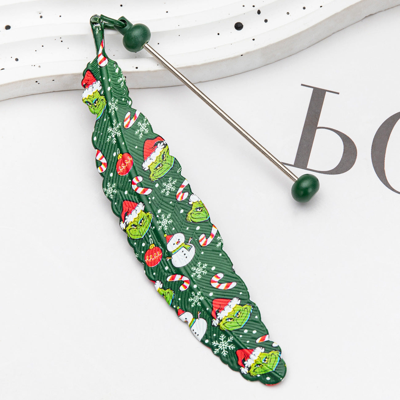Beadable Feather Bookmarks Halloween Christmas Prints 12pcs 14