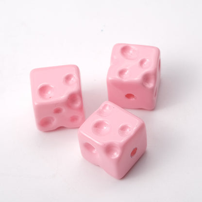 Painted Square Acrylic Beads 14mm Colored Baking Cheese Style 100pcs 5