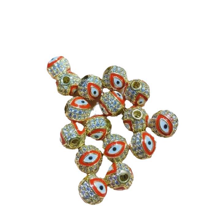 Round Rhinestone Beads 8mm 10mm Evil Eye Enamel Brass 1pc 5