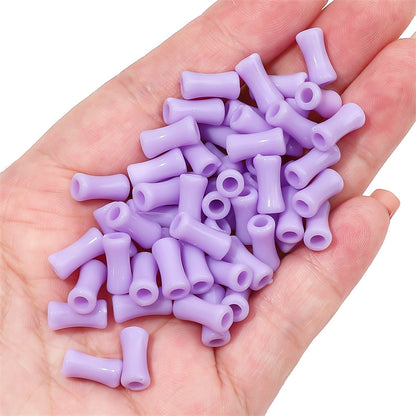 Painted Bamboo Joint Acrylic Beads 5x11mm Glossy Colorful 50pcs 13
