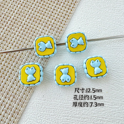 Star Shaped Metal Beads Adorable Painted Animals Glossy Alloy 10pcs 17