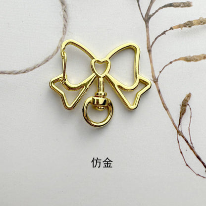 Alloy Swivel Buckle Keychain Clasps Bow Shape Heart Detail 10pcs 2
