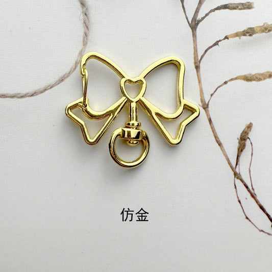 Alloy Swivel Buckle Keychain Clasps Bow Shape Heart Detail 10pcs 2