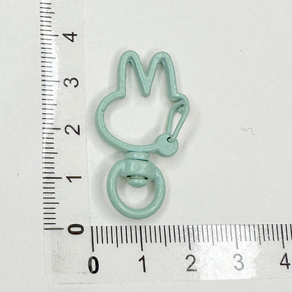 Spray Painted Bunny Head Zinc Alloy Buckle Keychain Clasps 20pcs 18