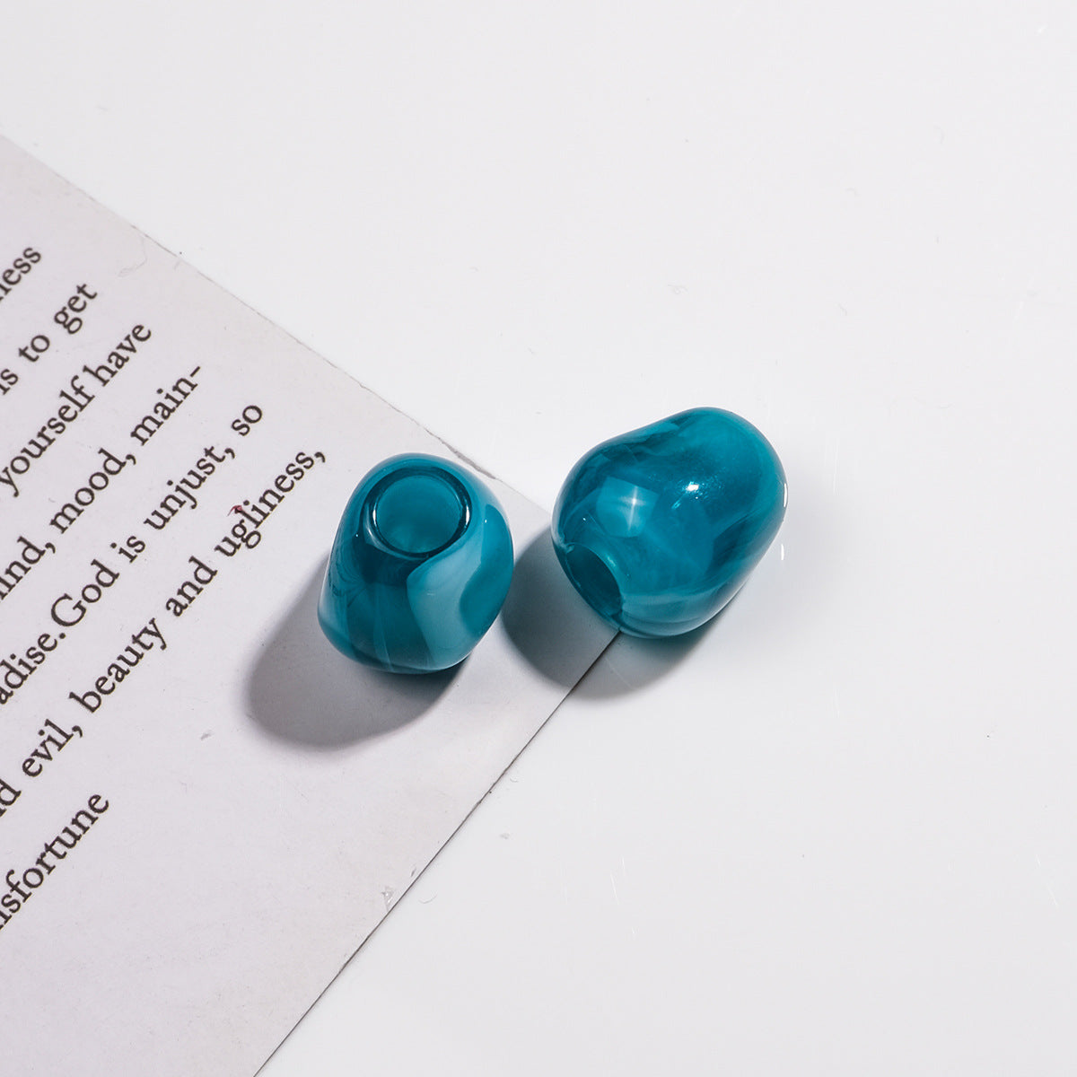 Imitation Jade Acrylic Beads 15mm Large Hole Ink Color 50pcs 15