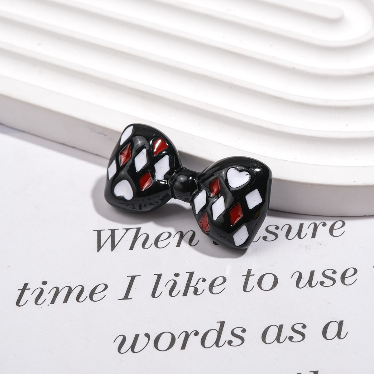 Painted Bow Acrylic Beads 35mm Quilted Enamel Glossy 30pcs 5