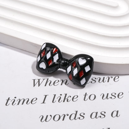 Painted Bow Acrylic Beads 35mm Quilted Enamel Glossy 30pcs 5