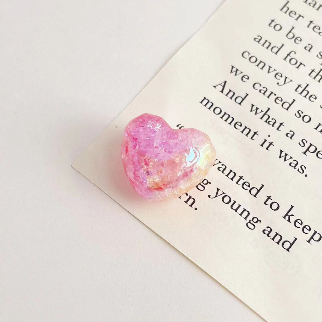 Plating Gradient Faceted Crackle Heart Acrylic Beads 22mm 50pcs 3