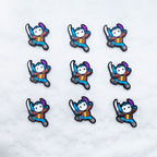 Silicone Focal Beads Ghost Face Stitch Holding Sword with Purple Hat 20pcs