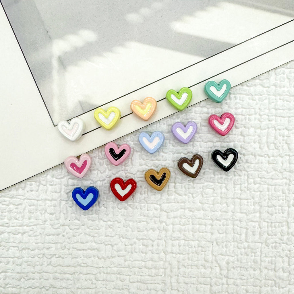 Heart Metal Beads 8mm Two-Tone Enamel Baked Finish 20pcs