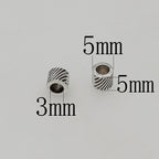Tube Metal Beads 5mm Diagonal Patterned Tibetan Silver Tone Large Hole 100pcs 6