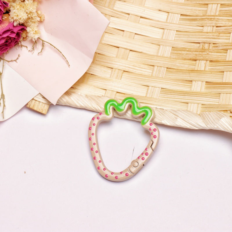 Alloy 37mm Strawberry Shaped Trigger Spring Keyrings 4pcs 19