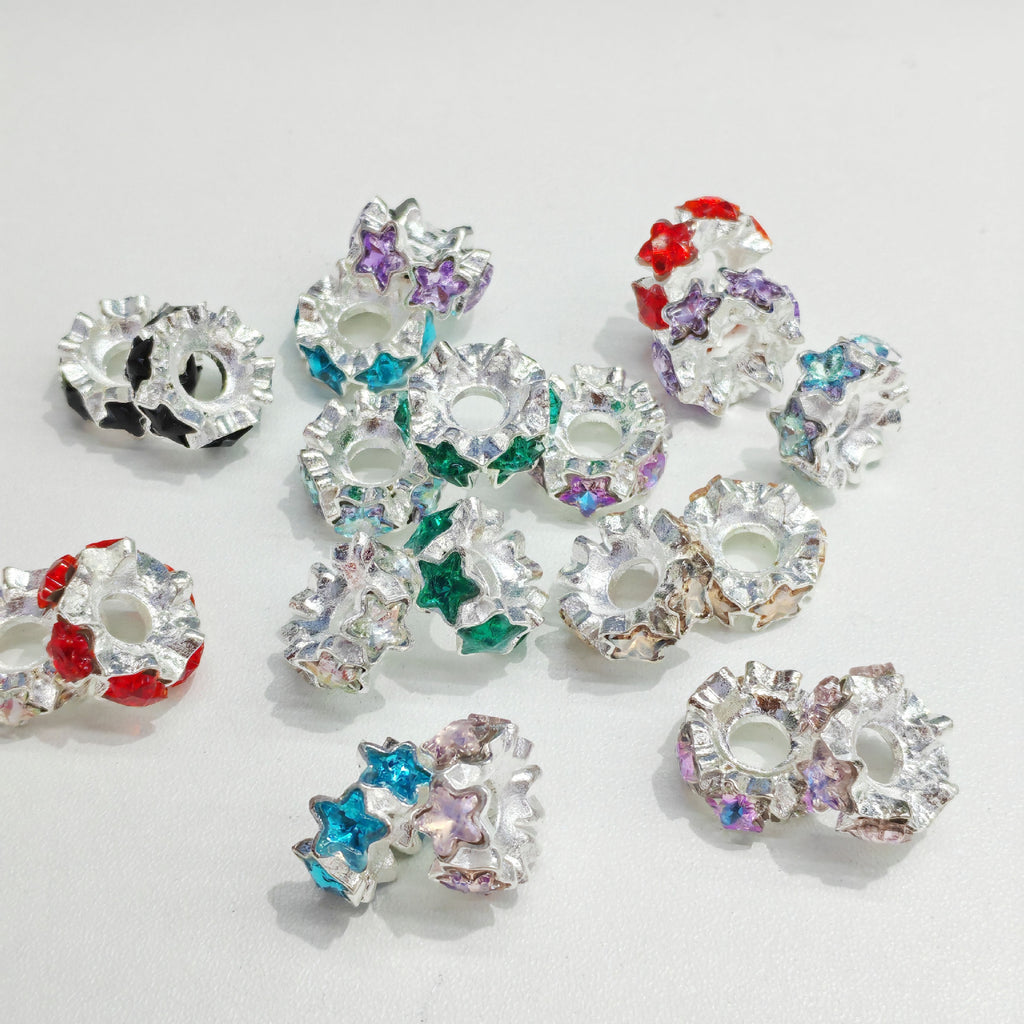 Rhinestone Star Alloy Spacer Beads 15mm 15pcs 3