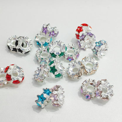Rhinestone Star Alloy Spacer Beads 15mm 15pcs 3