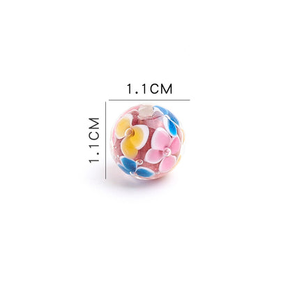 Flower Glass Beads 11mm Multi-Colored Antique Style 8