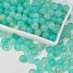 Frosted Round Glass Beads 8mm Marbled Soft Matte Gold Veining 50pcs 9